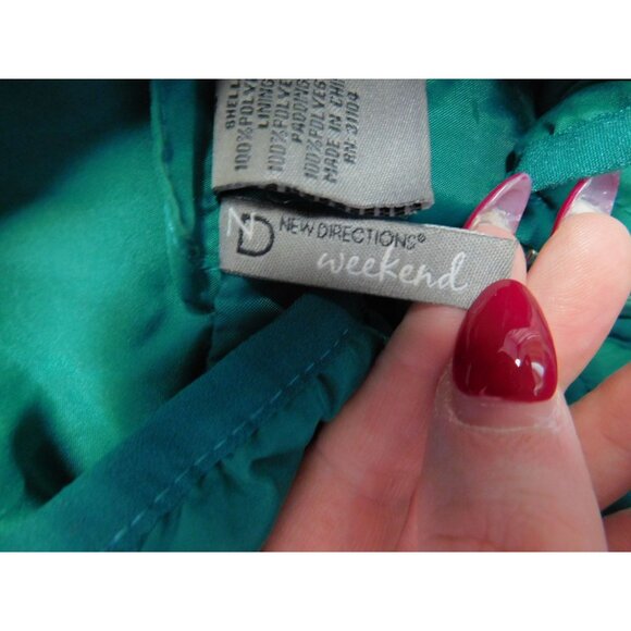 SALE New Directions Womens Green Quilted Puffer Vest S Pockets Zip Front - Picture 3 of 10